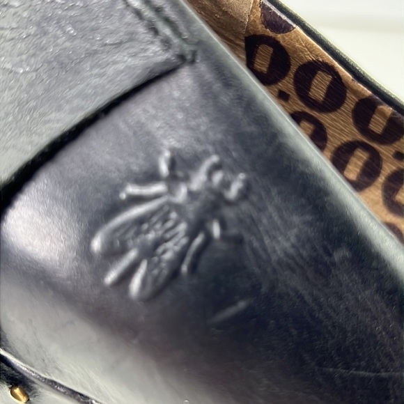 FLY LONDON Black Leather Wedge Shoe with Gold Bead Detail - Picture 3 of 13